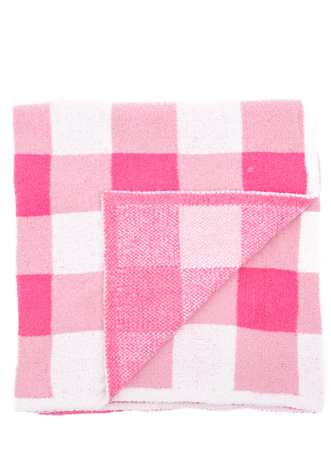 Make Me Believe Hot Pink Gingham Blanket