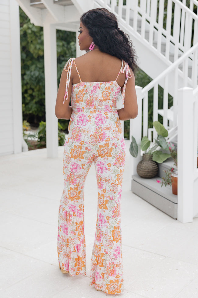 Aware Of This Multi Floral Flare Leg Jumpsuit
