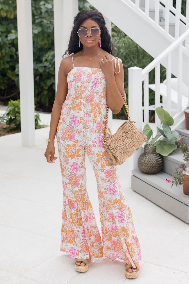 Aware Of This Multi Floral Flare Leg Jumpsuit