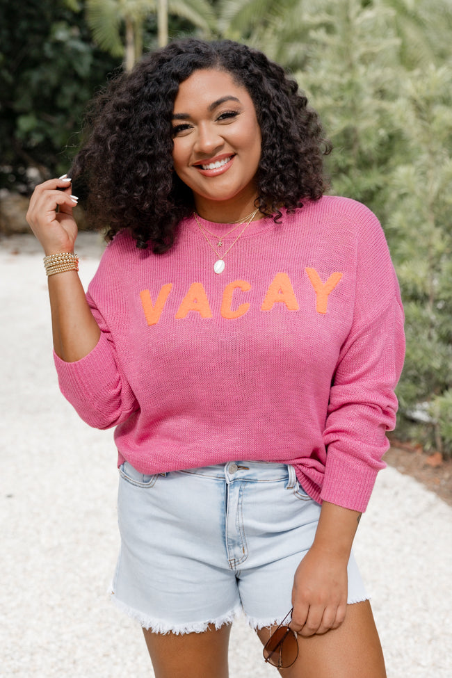 Are We There Yet Orange and Pink Vacay Sweater