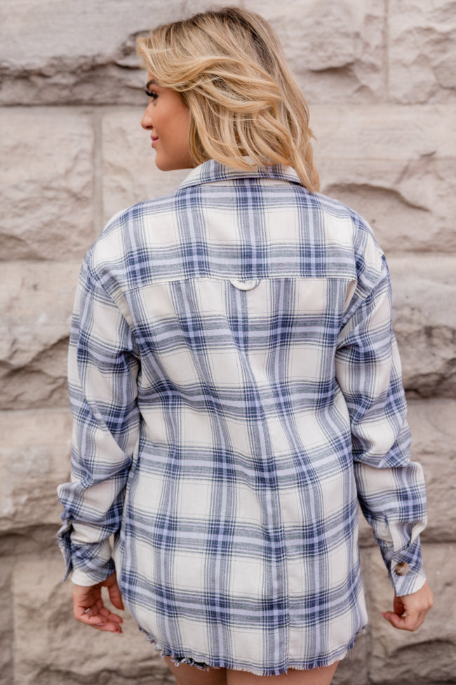 Round It Up Navy And Purple Plaid Button Front Shirt