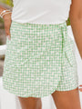 Set For Paradise Green Gingham Floral Skort