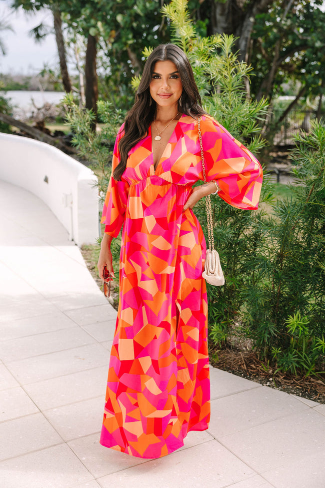 Where We Met in Serene Sunset Printed Woven Maxi Dress