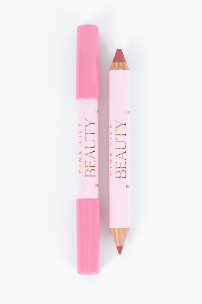 Pink Lily Beauty Double Bloom Dual Lipstick and Lip Liner - Pretty in Pink Lily