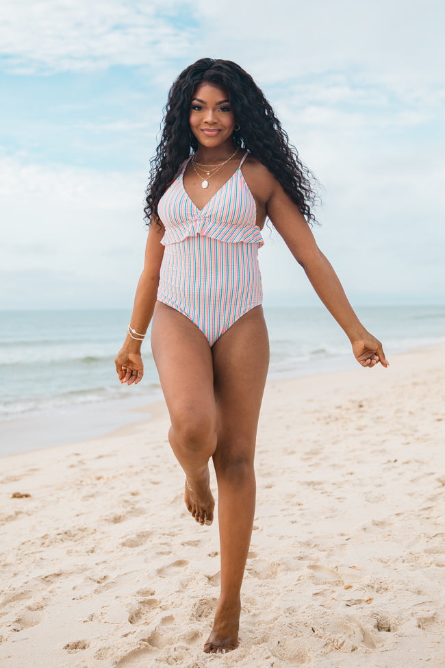 Love Like Ours Striped V-Neck One Piece Swimsuit