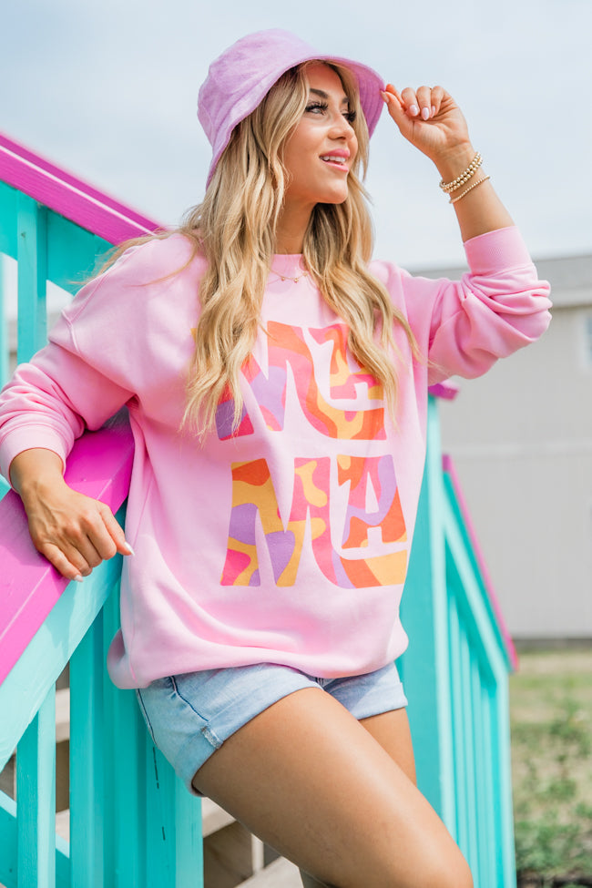 Mama Stacked Light Pink Oversized Graphic Sweatshirt