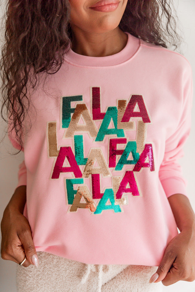 Patch Sequins FINAL Graphic – Oversized Falalala Sweatshirt Light Lily Pink S Pink