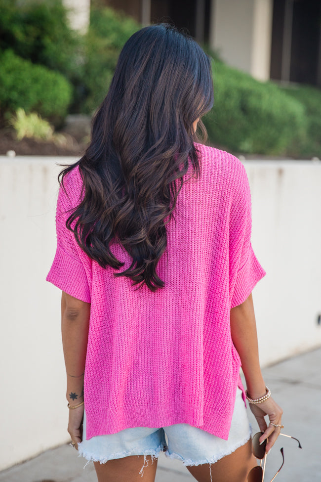 Driftwood Daydreams Pink Lightweight Short Sleeve Sweater
