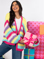 Forgot You Existed Hot Pink Multi Striped Cardigan