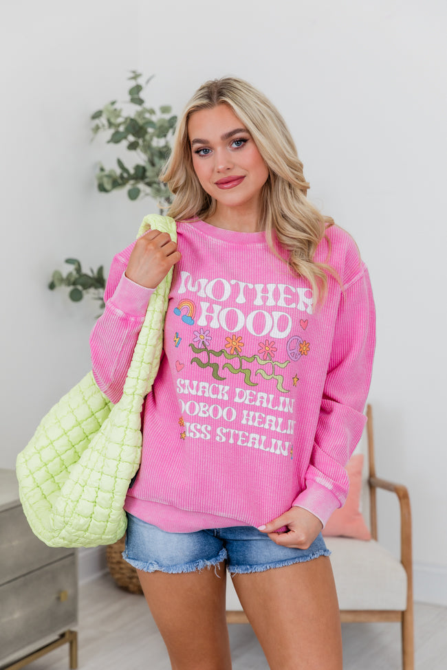 Motherhood Hot Pink Corded Graphic Sweatshirt