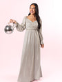 Holiday Magic Silver Shimmer Rouched Maxi Dress SALE