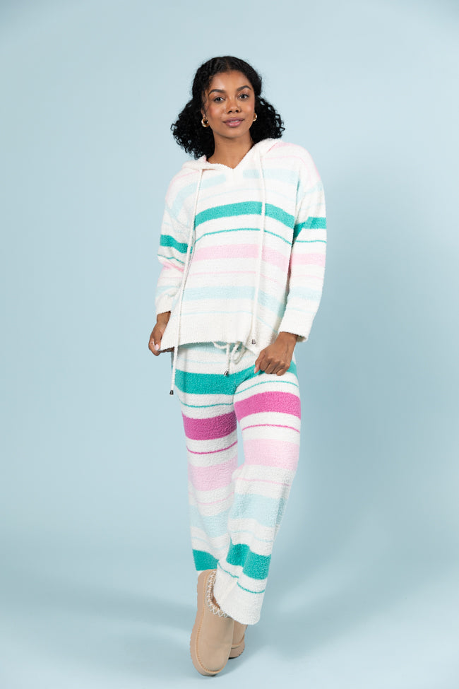 Heart On The Line Multi Striped Fuzzy Lounge Pants