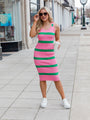 A Better Place Pink And Green Knitted Sweater Dress
