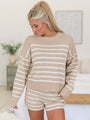 What Goes Around Taupe Striped Sweater Lounge Set