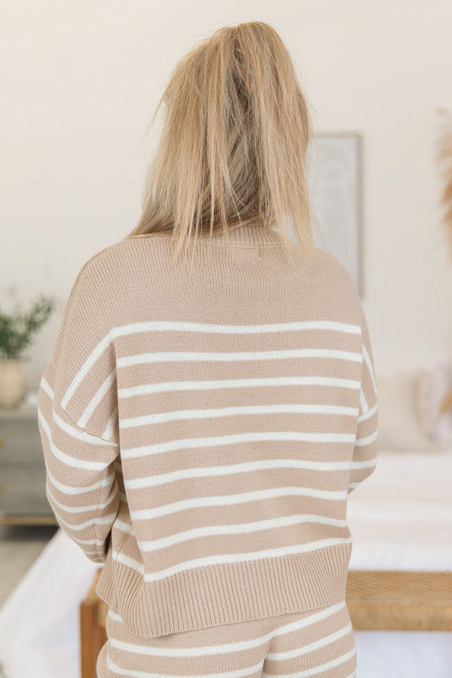 What Goes Around Taupe Striped Sweater Lounge Set