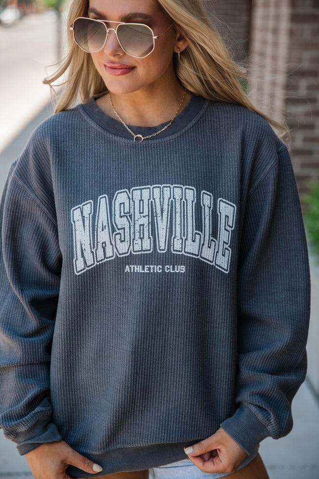 Nashville Athletic Club Charcoal Corded Graphic Sweatshirt Pink Lily