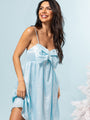 Tinsel and Tidings Light Blue Bow Detail Mini Dress