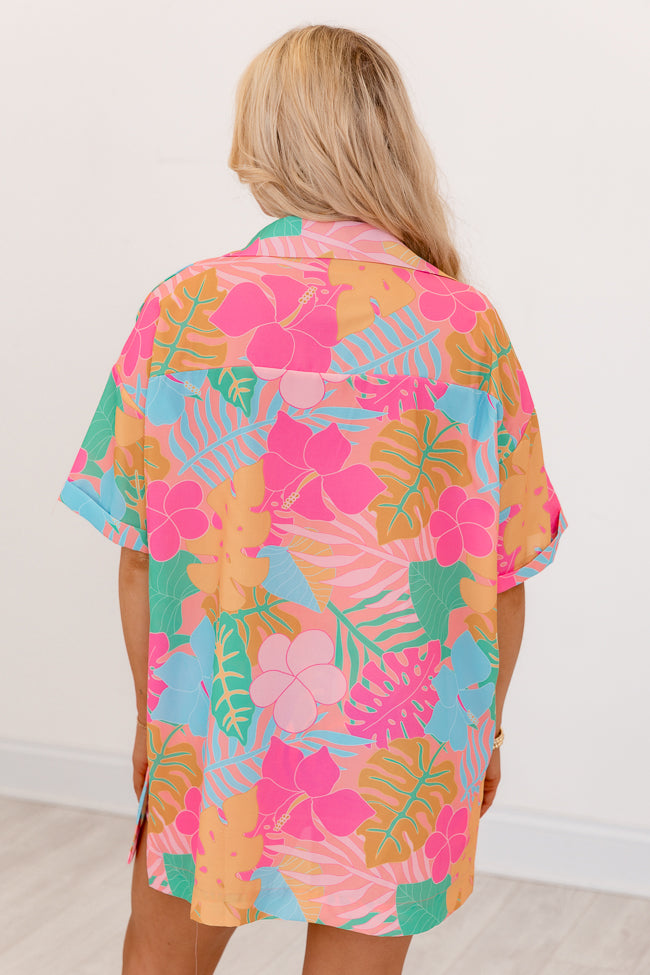 Kabana Krew Bold Tropical Button Up Shirt Krista Horton X Pink Lily