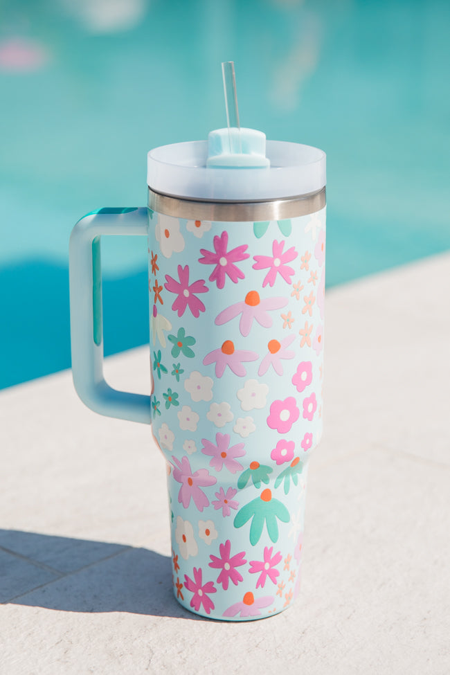 Sippin' Pretty Floral 40 oz Drink Tumbler With Lid And Straw