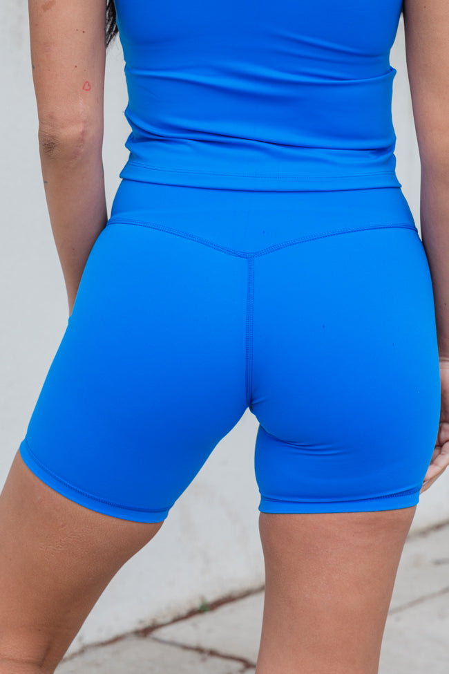 Pushing Forward Cerulean Blue Biker Shorts