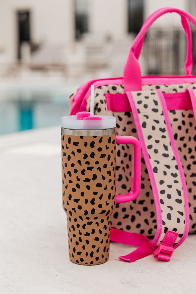 Sippin' Pretty In Nina Leopard 40 0z Drink Tumbler With Lid And Straw