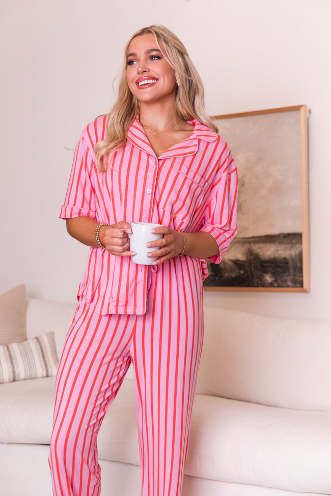 Good To Get Away In Pinstripe Parade Stripe Pajama Top