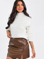 Fireside Moment Ivory Cable Knit Mock Neck Sweater