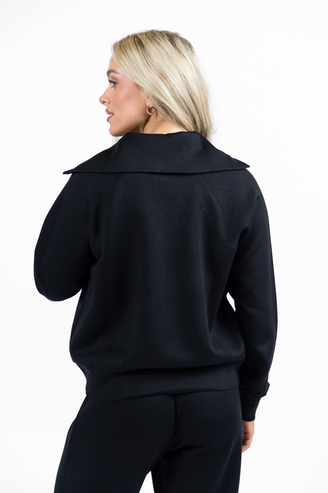 Let's Just Stay Black Quarter Zip Knit Pullover