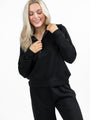 Let's Just Stay Black Quarter Zip Knit Pullover DOORBUSTER