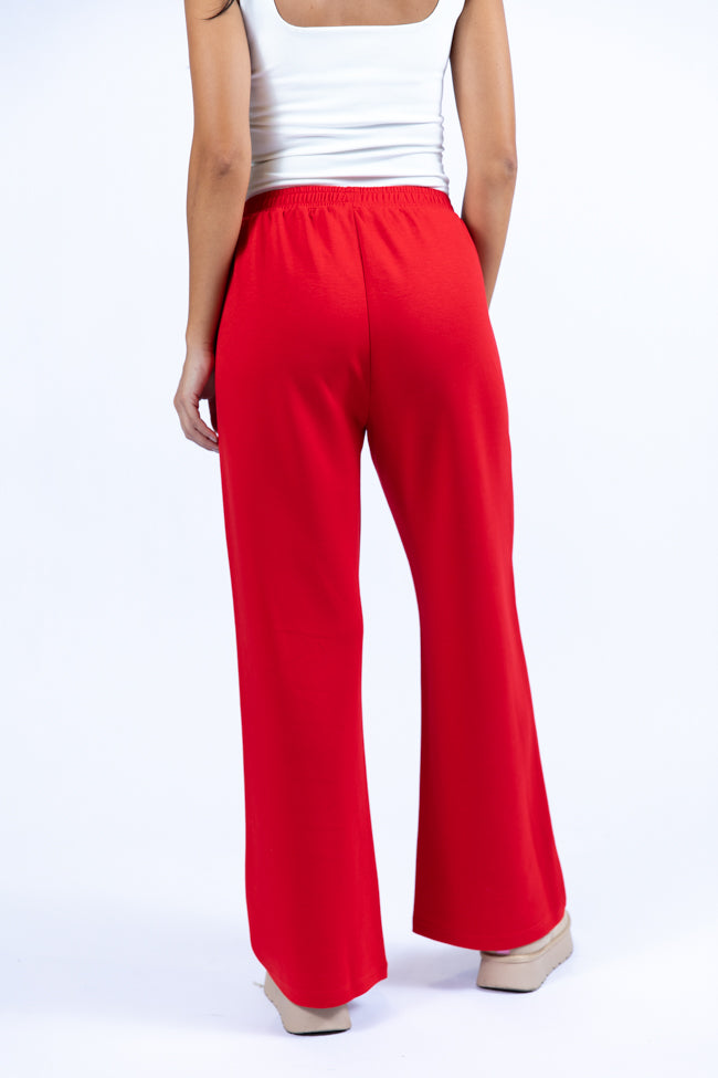 Let's Just Stay Red Knit Wide Leg Pants SALE