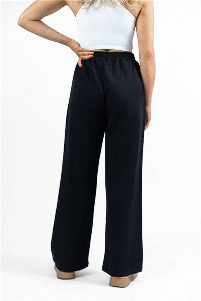 Let's Just Stay Black Knit Wide Leg Pants DOORBUSTER