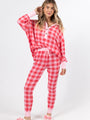 Outshine The Rest Thermal Pink & Red Plaid Lounge Pullover