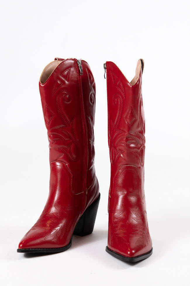 Daelyn Red Leather Cowboy Boot