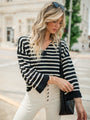 Take The Long Way Black and Ivory Lightweight Knit Striped Sweater