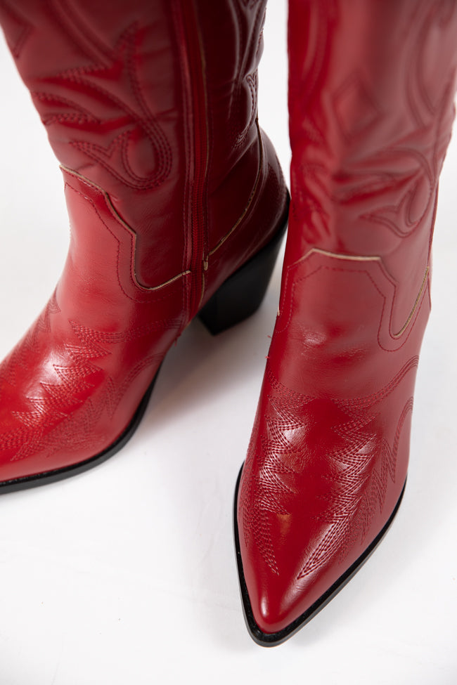 Daelyn Red Leather Cowboy Boot