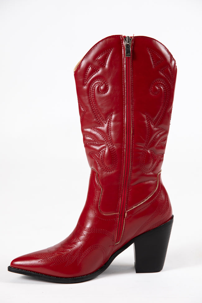 Daelyn Red Leather Cowboy Boot