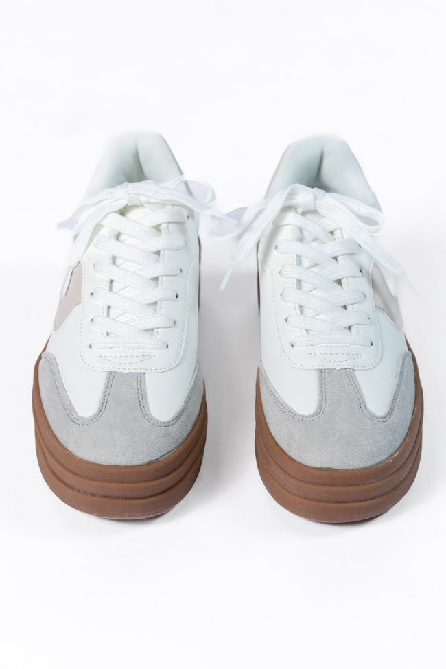 Giselle White and Tan Platform Sneaker