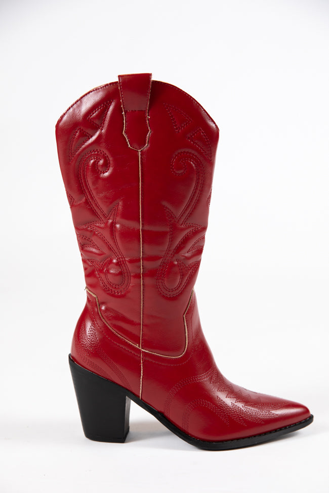 Daelyn Red Leather Cowboy Boot