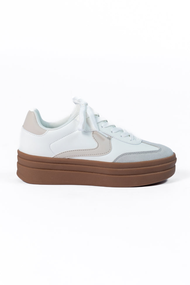 Giselle White and Tan Platform Sneaker