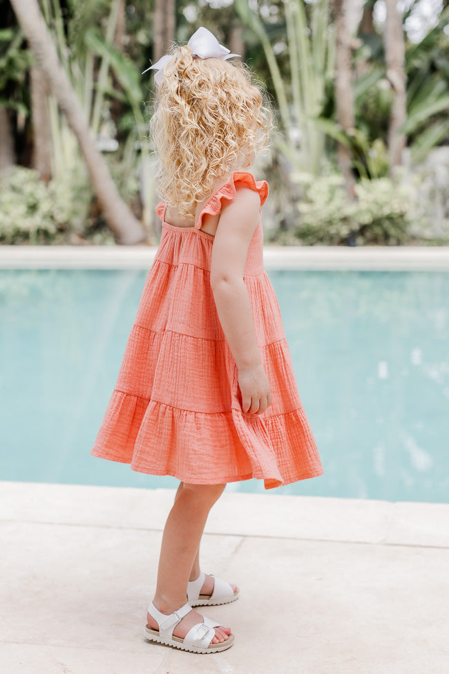 Running Around Together Kids Terracotta Gauze Dress – Pink Lily