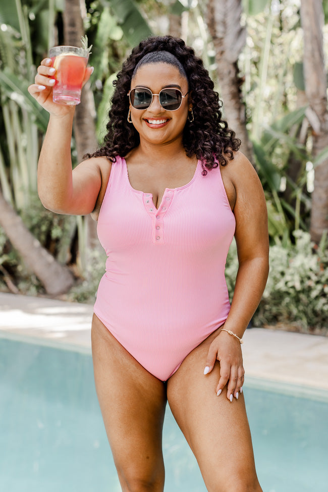 Floating Into Summer Pink One Piece Swimsuit