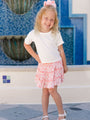 Kid's Through The Garden Pink And Ivory Floral Mini Skort Tori X Pink Lily