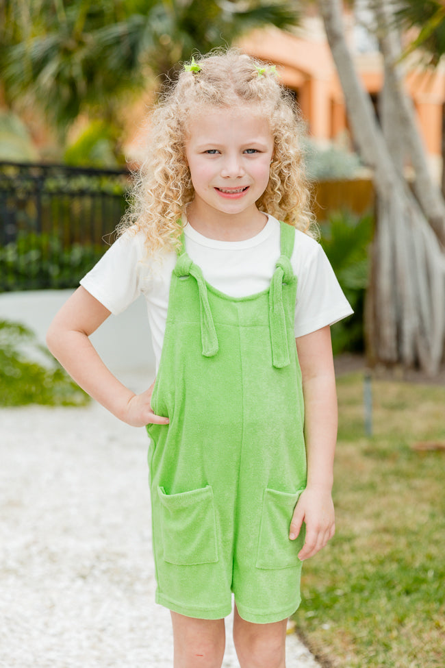 Kid's Remember This Feeling Lime Terry Romper