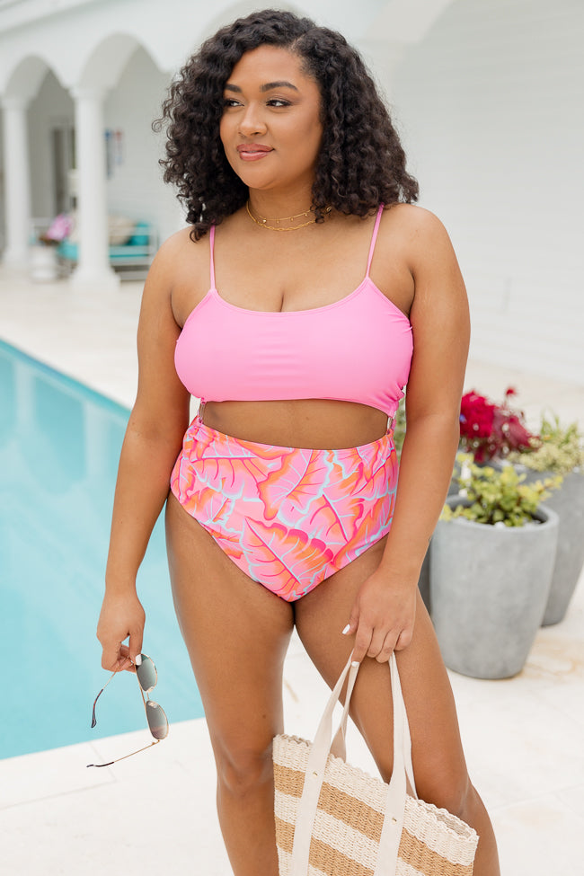 You Can't Swim With Us in Colorful Couture One Piece Cut-Out Swimsuit