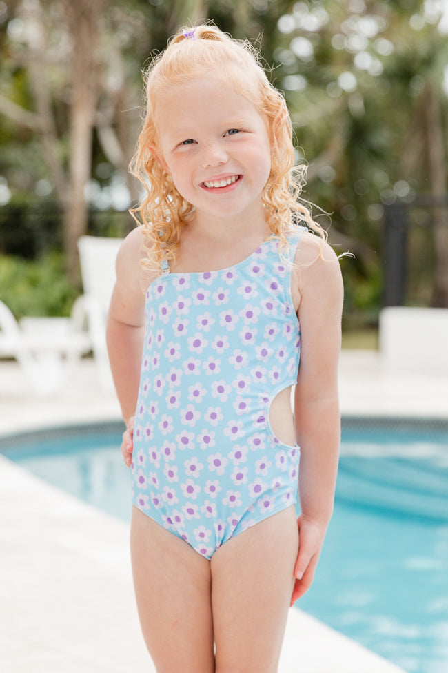 Kid's Cool Waters in Ditzy Daisy Side Cutout One Piece Swimsuit