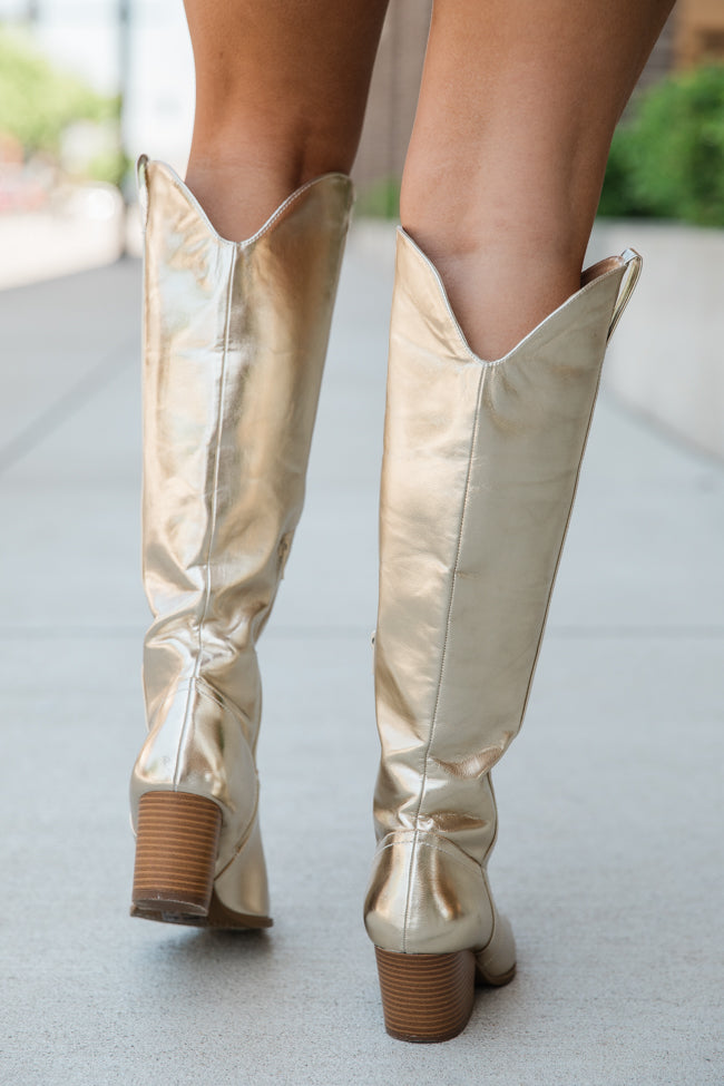 Shania Metallic Gold Cowboy Boot