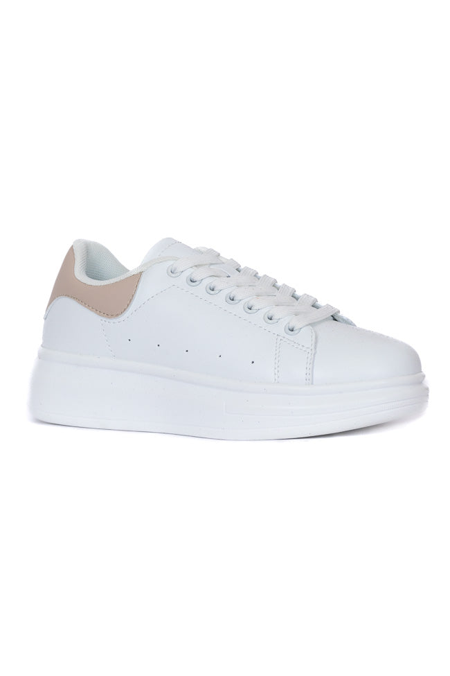 Karlie Taupe Heel White Sneaker