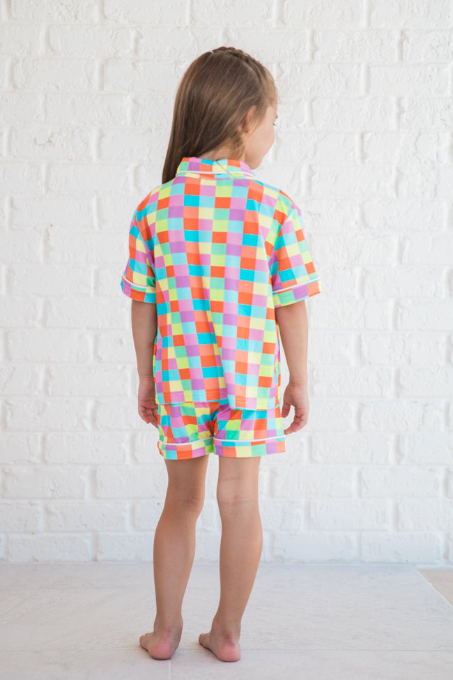 Kid's Good To Get Away In Glamour On The Grid Bamboo PJ Set