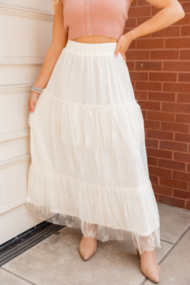 California Dreaming Ivory Lace Maxi Skirt