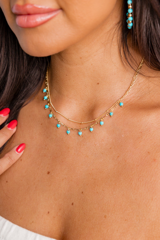 Layering Turquoise Beaded Necklace